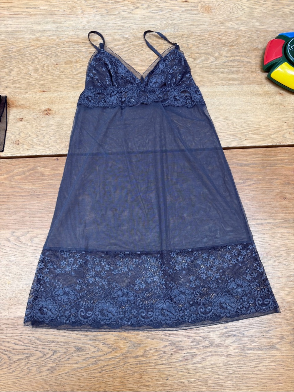 Victoria's Secret Gray Lace-Trim Sheer Chemise